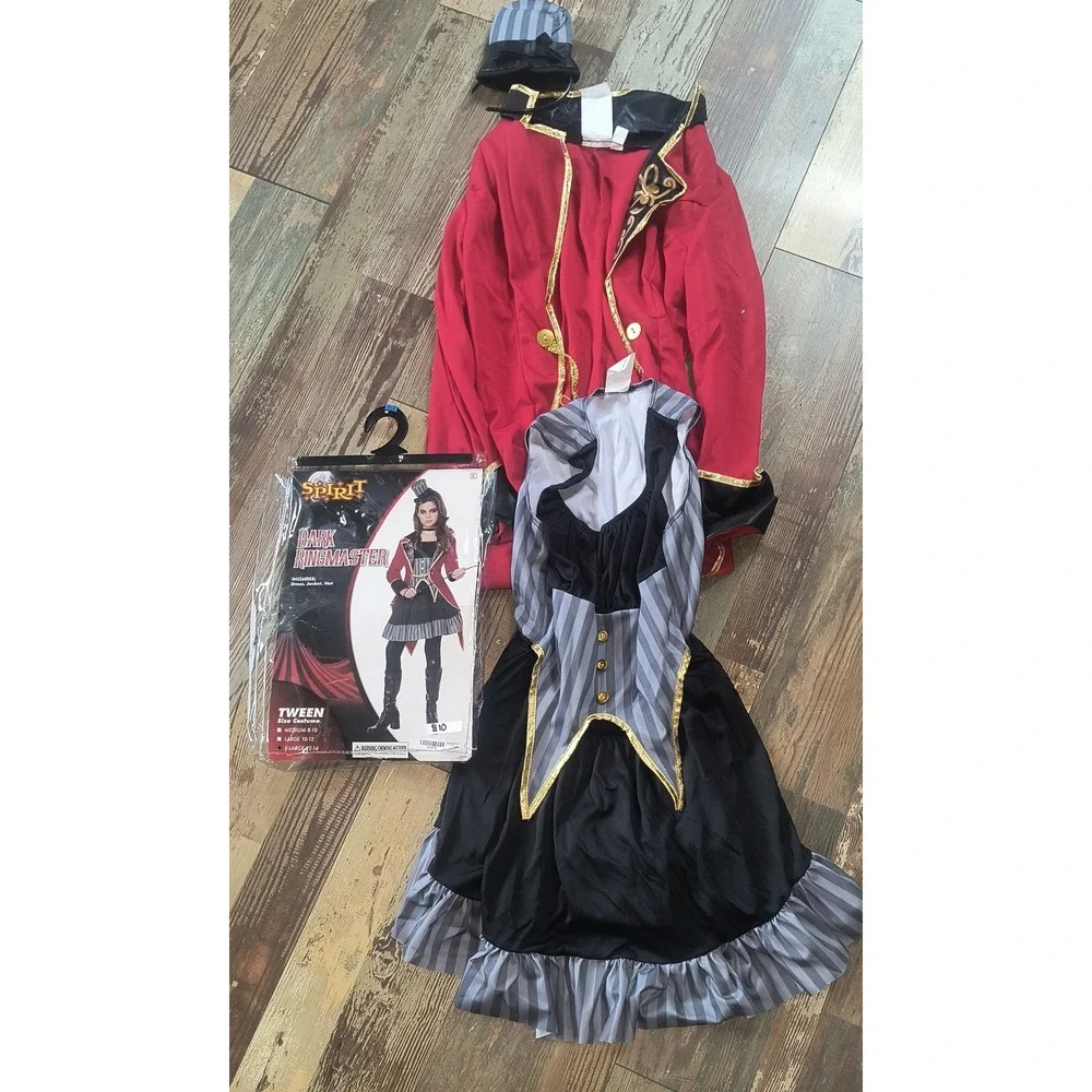 Spirit Halloween Dark Ringmaster Costume Tween XL 12-14 Red Black Circus Jacket